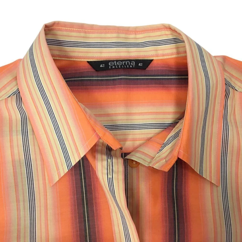 Eterna Excellent Cotton Striped Women's Top Blouse Button Front EUR Size 42 US L - Picture 9 of 10
